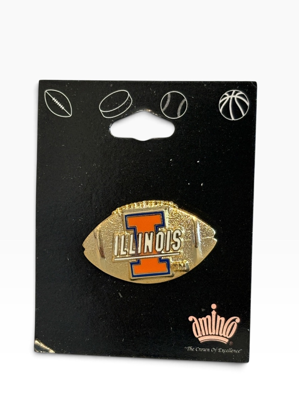 Aminco Illinois Fighting Illini NCAA Football Lapel Pin Gold Tone New